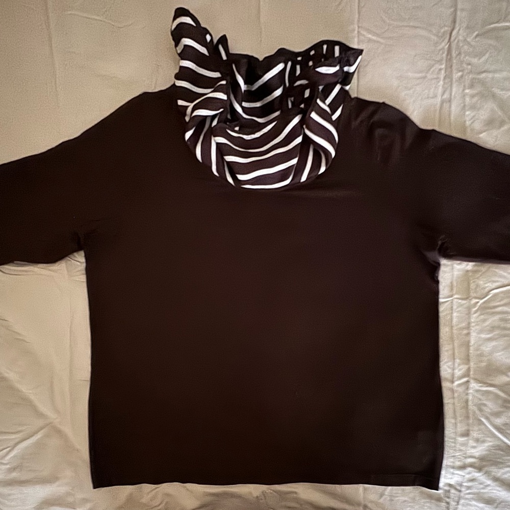 COPY - Elegant Brown Sweater with Striped Collar